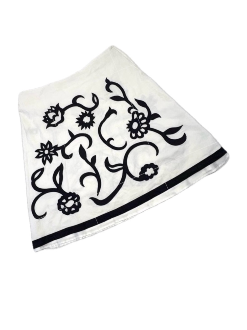 Addition Elle White Black Soutache Floral A Line Skirt Plus Size 22